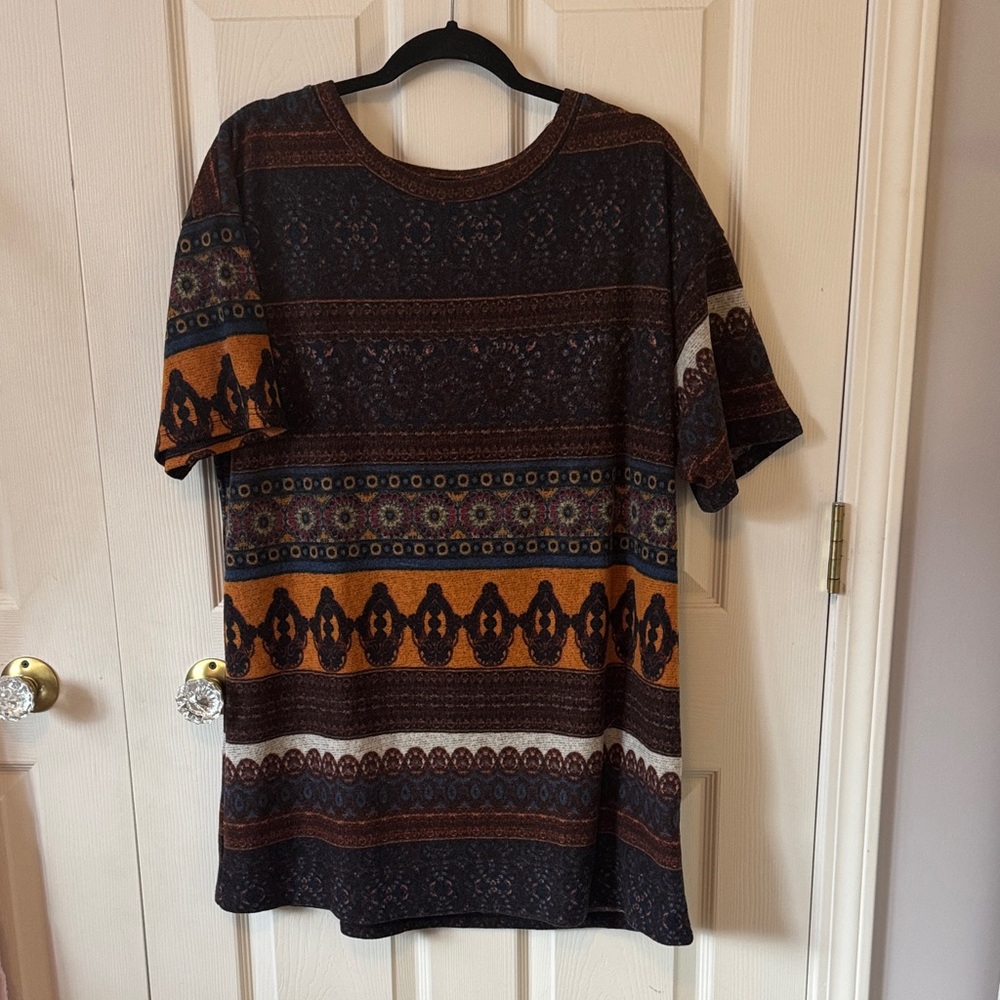 Cherish Patterned Short Sleeve Sweater